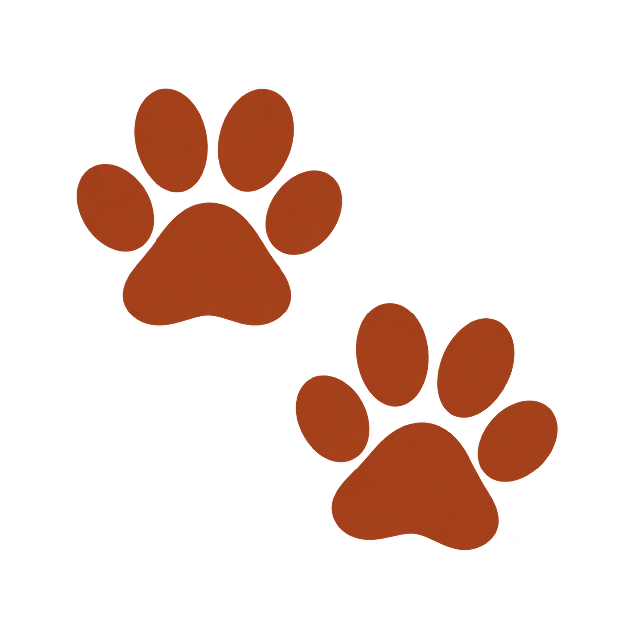 Two rust-colored cat paw prints
